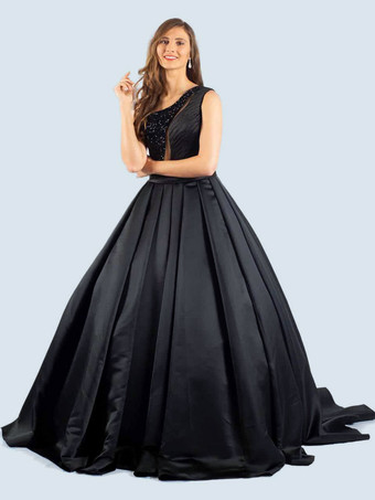 Черные свадебные платья A-Line одно плечо без рукавов со шлейфом Bridal Gown Free Customization