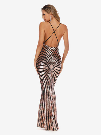 マーメイドパーティードレス ノースリーブ スパンコール付き セミフォーマル プロム ロングドレス