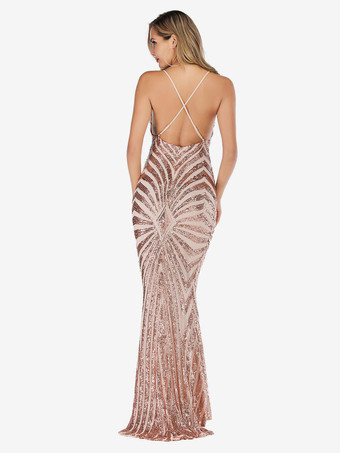 マーメイドパーティードレス ノースリーブ スパンコール付き セミフォーマル プロム ロングドレス