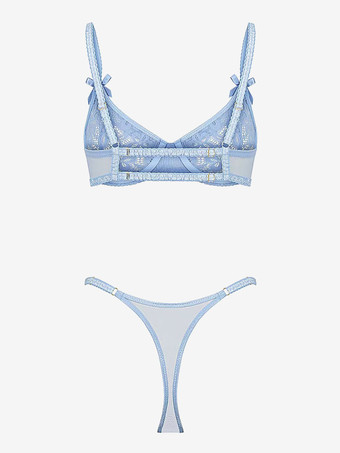 女性用ブラジャーベビーブルーレース2ピースランジェリーブラ2025