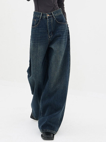 女性のためのストレートジーンズヴィンテージハイライズワイドレッグボトムス2025