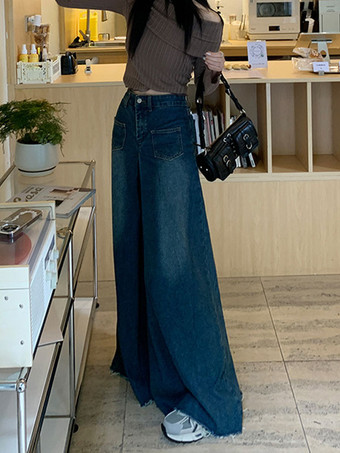 ストレート ジーンズ ワイドレッグ ハイライズ 春 ボトムス レディース