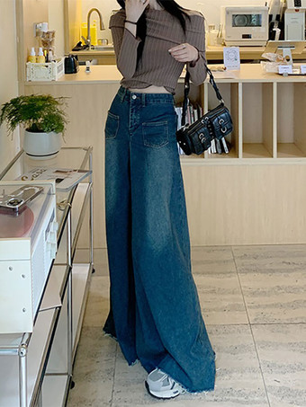 ストレート ジーンズ ワイドレッグ ハイライズ 春 ボトムス レディース