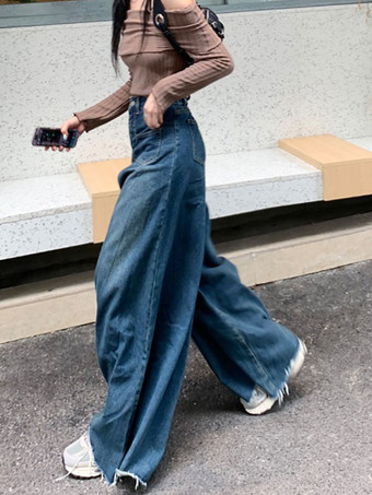 ストレート ジーンズ ワイドレッグ ハイライズ 春 ボトムス レディース