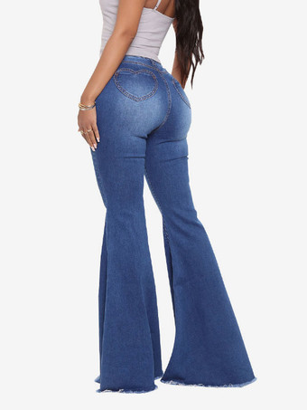 フレア ジーンズ ハイライズ コットン ベルボトム レディース