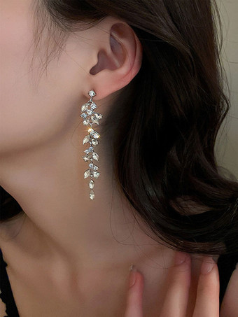 ブライダル イヤリング ラインストーン 女の子用 ラインストーン ピアス ブライダル ジュエリー