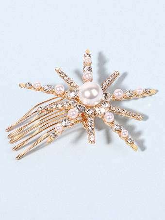GoldWedding Headpieces Hairpin Pearl Rhinestone Hair Accessories For Bride