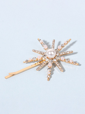 ゴールド ウェディング ヘッドピース ヘアピン ラインストーン ブライダル ヘア アクセサリー