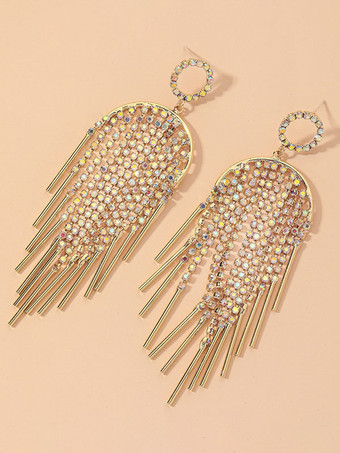 ゴールド ウェディング イヤリング ラインストーン 女の子用 ラインストーン ピアス ウェディング ジュエリー