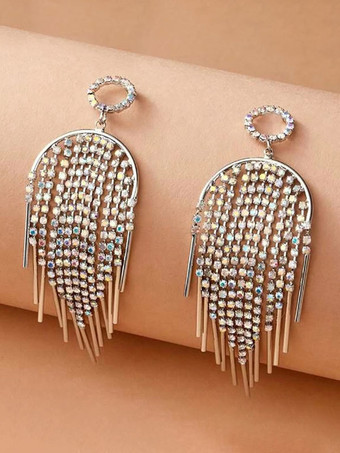 シルバー ウェディング イヤリング ラインストーン 女の子用 ラインストーン ピアス ウェディング ジュエリー