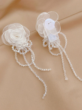 ホワイト ブライダル イヤリング ラインストーン レディース ラインストーン ピアス ブライダル ジュエリー