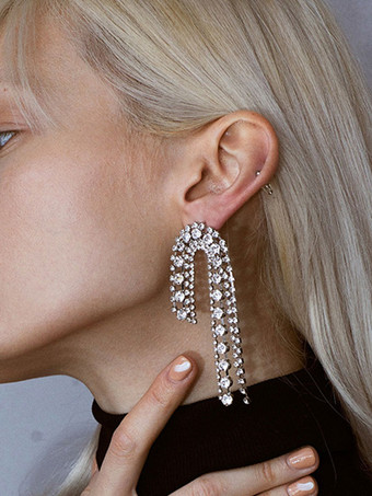 Orecchini da sposa Strass Gioielli da sposa trafitti da ragazza con strass