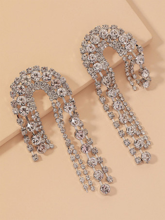 Bridal Earrings Rhinestone Girl's Rhinestone Pierced Bridal Jewelry