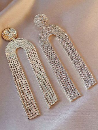 ゴールド ウェディング イヤリング ラインストーン 女の子用 ラインストーン ピアス ウェディング ジュエリー