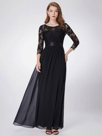 Party Dress For Mother Of The Bride Jewel Neck 3/4 Length Sleeves A-Line Lace Guest Dresses For Wedding Free Customization