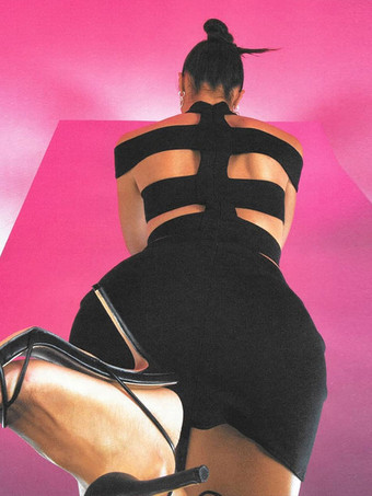 Abito da club per donna Abito sexy nero a strati in poliestere senza maniche sexy