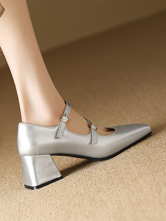 ビンテージ シューズ バーガンディ パテント レザー スクエア トゥ