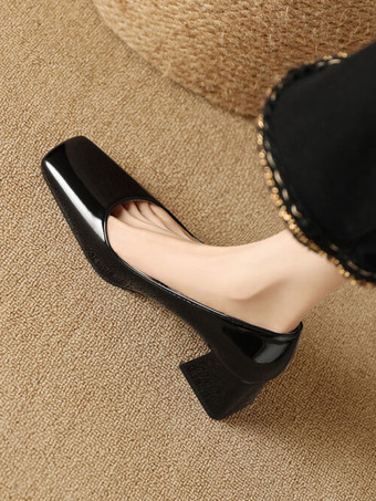 ビンテージ シューズ ライト アプリコット パテント レザー スクエア トゥ