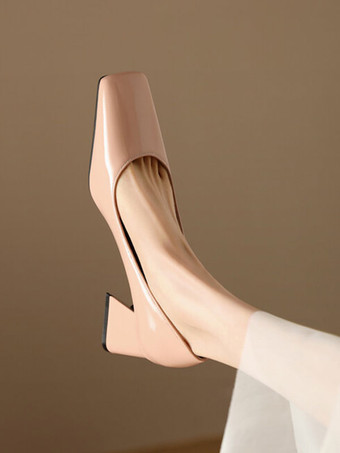 ビンテージ シューズ ライト アプリコット パテント レザー スクエア トゥ