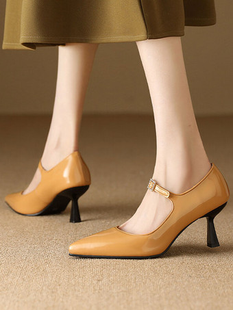 ビンテージ シューズ バーガンディ パテント レザー ポインテッド トゥ