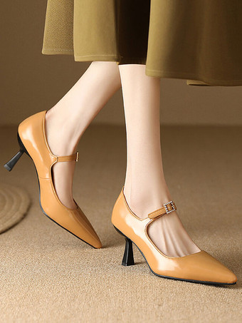 ビンテージ シューズ バーガンディ パテント レザー ポインテッド トゥ