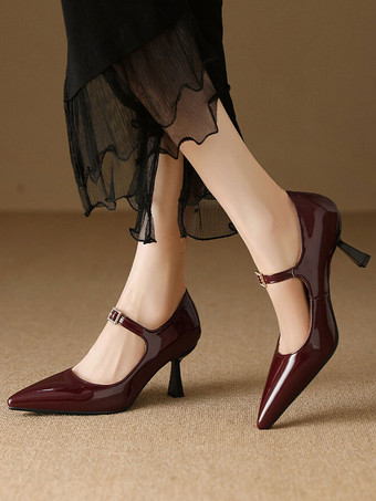 Vintage Shoes Burgundy Patent Leather Pointed Toe