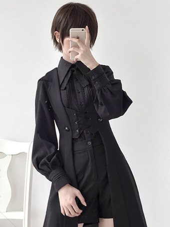 ロリータ ブラウス 長袖レース ロリータ トップ ロリータ シャツ スチーム パンク グリーン