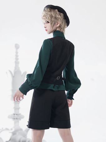 ロリータ ブラウス 長袖レース ロリータ トップ ロリータ シャツ スチーム パンク グリーン