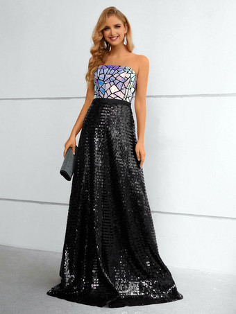 Evening Dress 2024 A-Line Strapless Ankle-Length Sleeveless Lace-up Polyester Formal Party Dresses