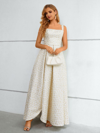 プロムドレス 2026 レース スクエアネック Aライン ノースリーブ バースデーパーティードレス