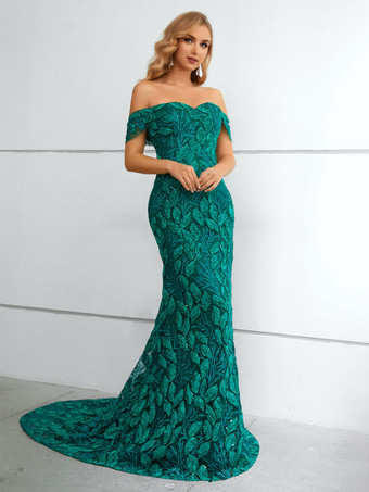 Evening Dress 2024 Mermaid Bateau Neck With Train Sleeveless Zipper Lace Social Party Dresses