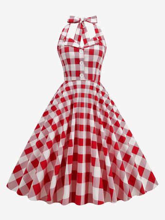 ホワイト レトロワンピース　1950年代オードリー・ヘップバーン風　ダークネイビー　水玉　ノースリーブ　二次会　お呼ばれ　発表会　ロカビリーワンピース