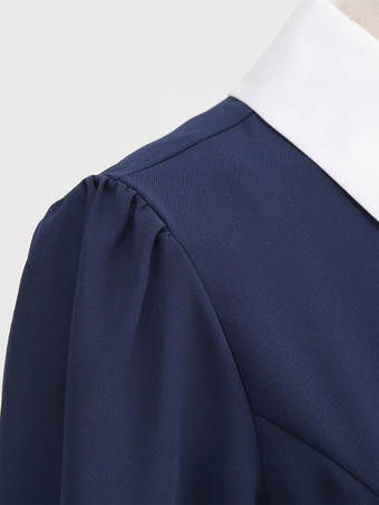 レトロワンピース　1950年代オードリー・ヘップバーン風　ピーターパンカラー　半袖　二次会　お呼ばれ　発表会　ミディアムスイングドレス