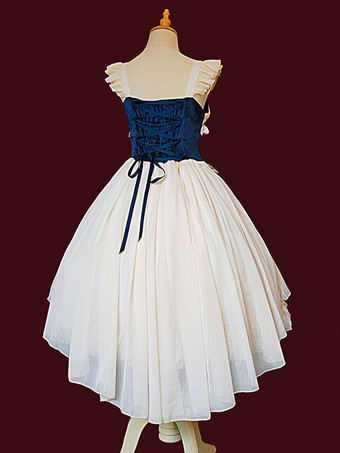 古典的なロリータ ドレス シフォン ノースリーブ ロリータ ドレス アプリコット