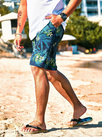 メンズ ショートパンツ プリント サマー ストリートウェア グリーン ショートパンツ 男性用