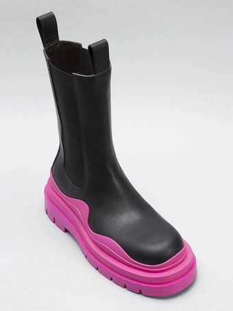 Botas Chelsea para hombre Botines sin cordones con plataforma plana y punta redonda con adornos de goma Green Tire