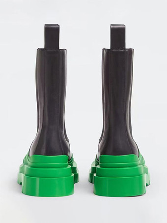 Botas Chelsea para hombre Botines sin cordones con plataforma plana y punta redonda con adornos de goma Green Tire