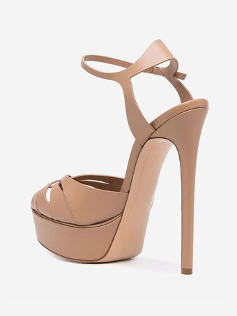 女性用ヒール サンダル ホワイト ピープトウ プラットフォーム スティレット ヒール サンダル パーティー シューズ