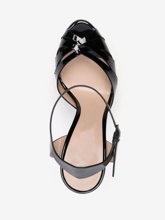 女性用ヒール サンダル ホワイト ピープトウ プラットフォーム スティレット ヒール サンダル パーティー シューズ