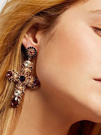 ローズレッドウェディング イヤリング ラインストーン ピアス ウェディング ジュエリー Acc