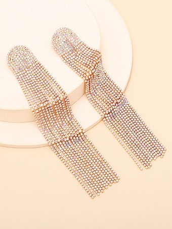 ゴールド ブライダル イヤリング ラインストーン ピアス ブライダル ジュエリー Acc