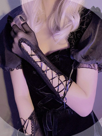 ゴスロリ アクセサリー ブラック フリル オーバースリーブ ポリエステル その他