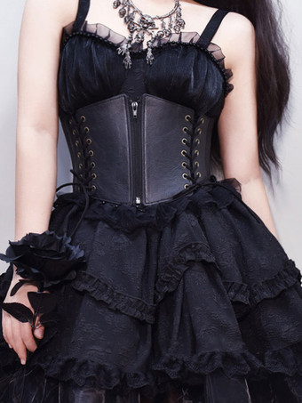 ゴスロリアクセサリー ブラック レースアップ ポリエステル その他