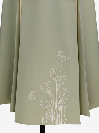 スウィートロリータ衣装 パステルグリーン フリンジ ジャカード 長袖 クリノリン