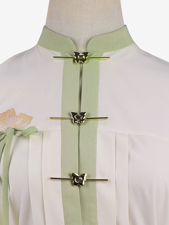 スウィートロリータ衣装 パステルグリーン フリンジ ジャカード 長袖 クリノリン