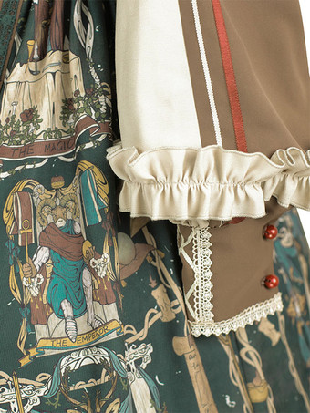 ゴスロリ衣装 ダークグリーン スケルトン 長袖 アクセサリー