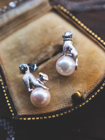 シルバー ウェディング イヤリング イミテーション パール ユニセックス シルバー メッキ ピアス ブライダル ジュエリー Acc