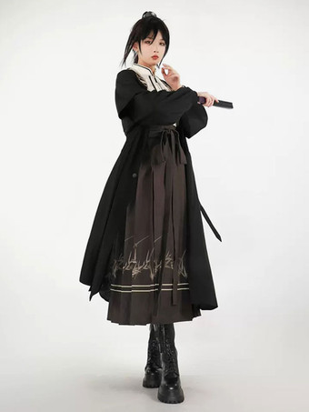 Süße Lolita Outfits Schwarze Krinoline mit langen Ärmeln