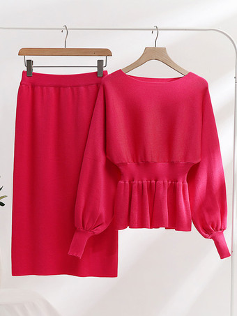 婦人服 スカート セット ローズ カジュアル 街着 2点セット