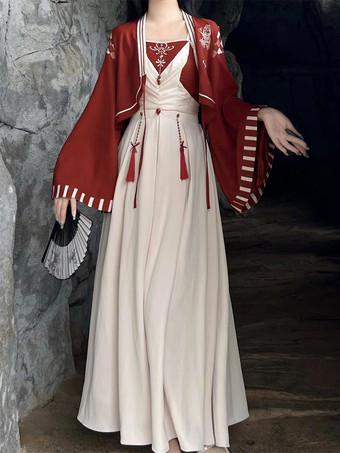 Chinese Style Lolita Outfits Ecru White Long Sleeves Dress Overcoat -  Milanoo.com
